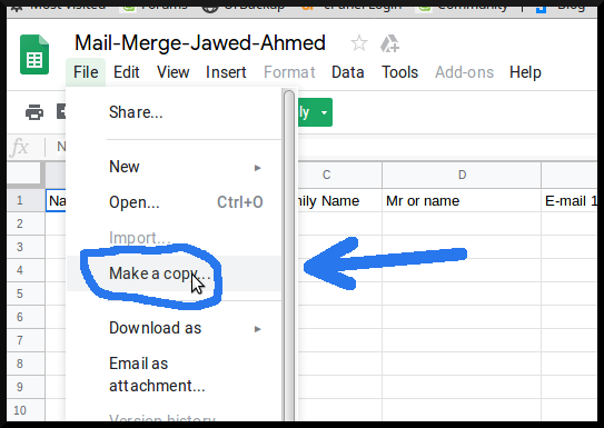 Copy the Google Sheet to your own Google Drive