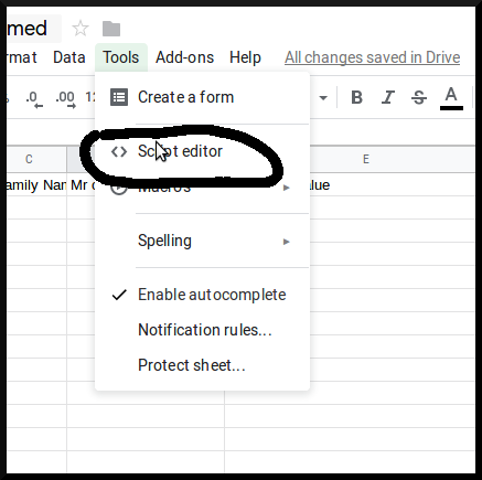 How to open the script editor in Google Sheets